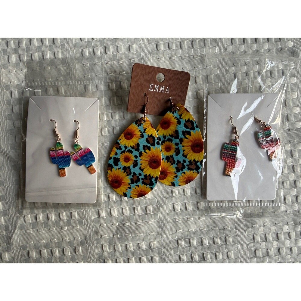 Lot of Western Boho Chic Style Earrings 3 Pairs New